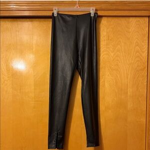 Bagatelle Black pleather split hem pants